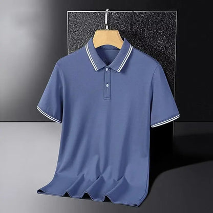 Men's ort Sve  irt Ice Silk Loose Fit Collared T-irt Busin Casual Summer Wear for Dads And Middle-Aged Men