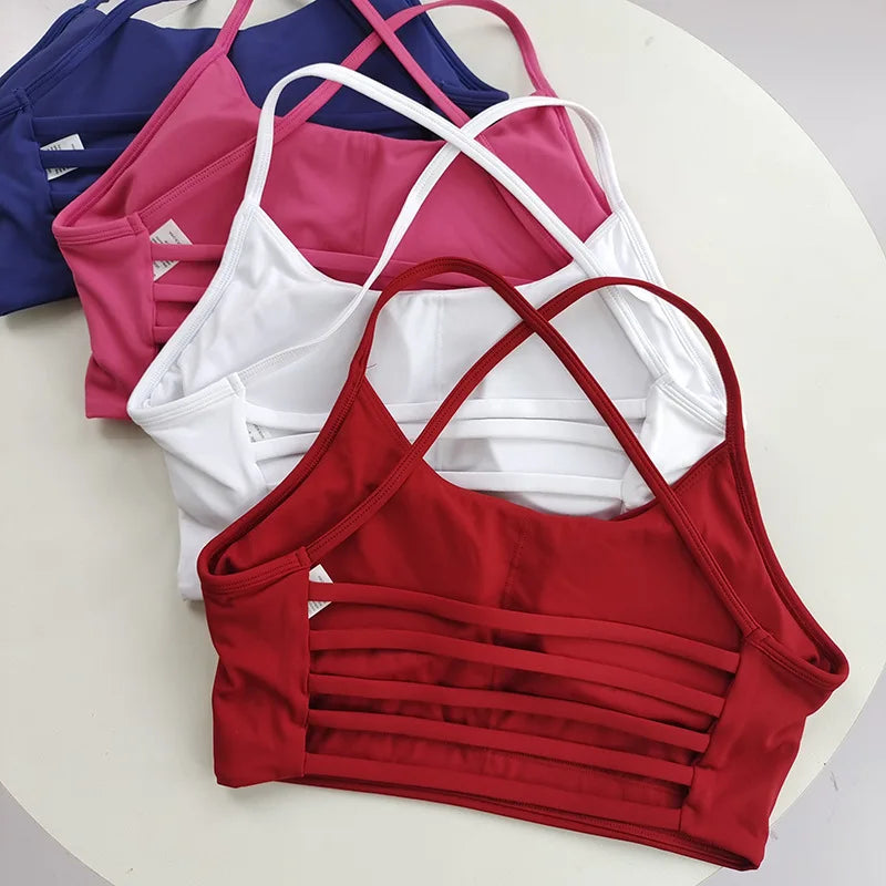 Thin Straps Sexy Racerback Sports Bra for Women - Yoga Running Fitness Gym Training Outdoor Top