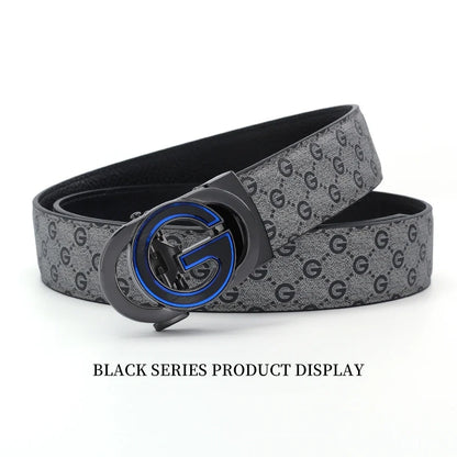 New Big "G" Automatic Buckle Men Belt, Fashionable Letter Buckle Waist Belt, Business Casual Leather Belt,Genuine Suit Belt