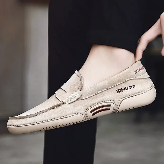 Men Moccasin Loafers slip on Casual Genuine Leather Driving Shoes outdoor Boat Shoes cow suede leather Moccasins For Man 896