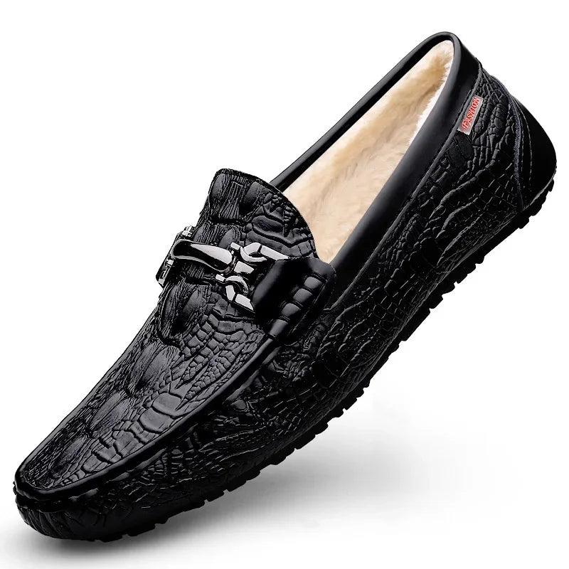 Moccasins plus Size 45 46 47 Business Crocodile Pattern Loafers Men's Real Cow Business Men's Shoes