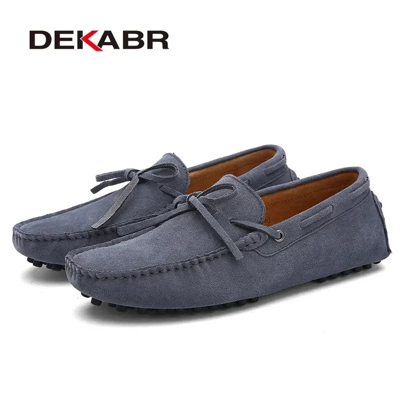 DEKABR Casual Men Genuine Leather Shoes Summer Breathable Green Men's Loafers Leather Shoes Sapato Masculino Zapatos Hombre