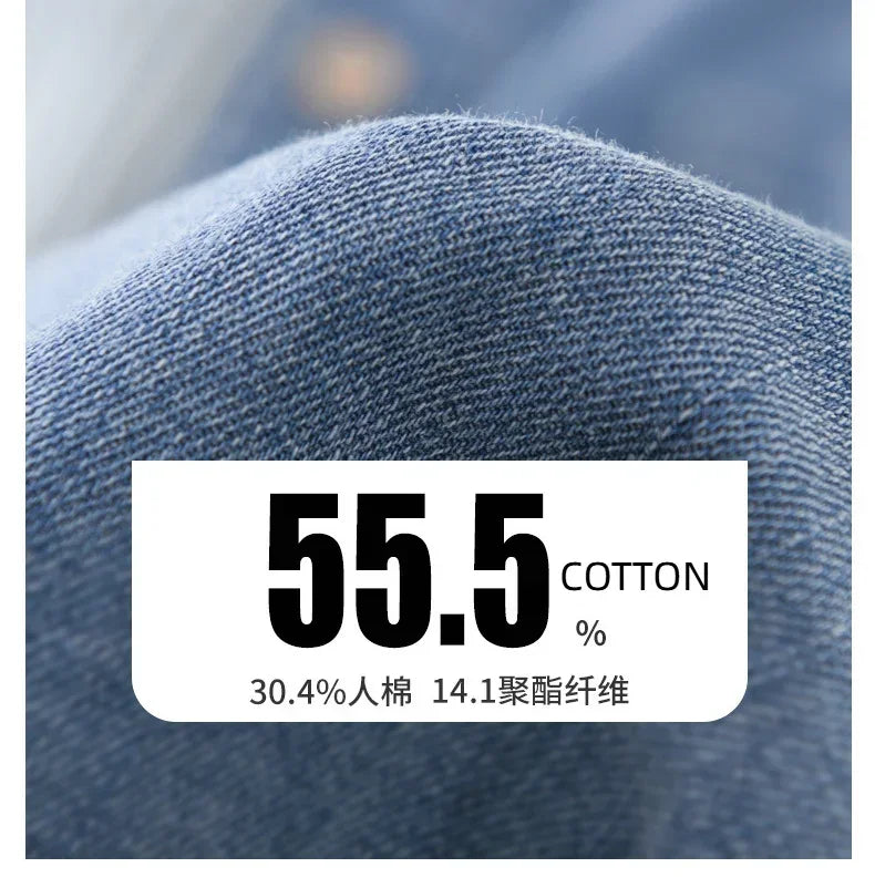 Summer New Short Sleeve Denim Shirt Men High Street Jean Tops Stripe Patchwork Designer Shirts Youth Korean Fashion Men Clothing