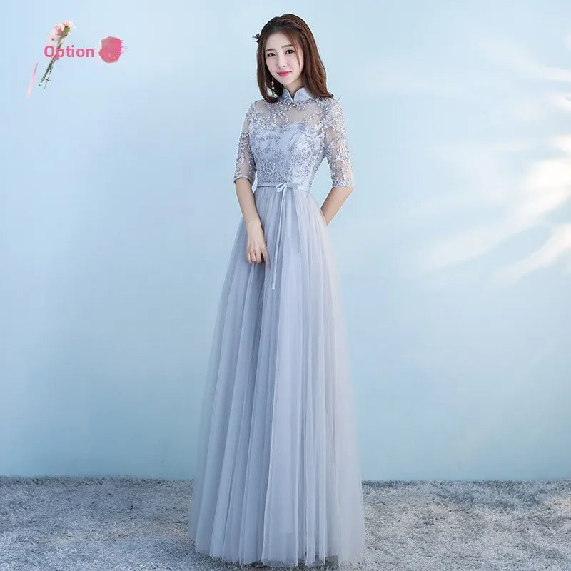 Long Blue Maids Dr Ele A-Line Skirt Wedding Par Fem Friend Gown Bridalmaid Outfit Summer Formal Women's Dr
