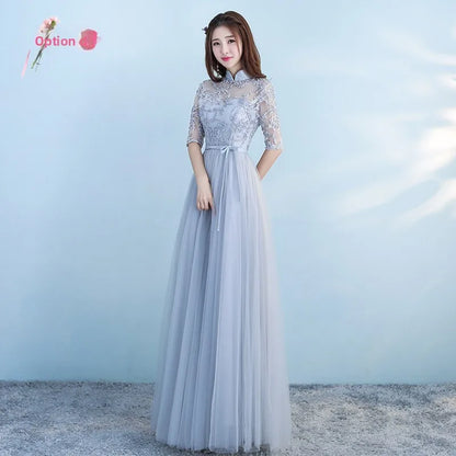 Long Blue Maids Dr Ele A-Line Skirt Wedding Par Fem Friend Gown Bridalmaid Outfit Summer Formal Women's Dr
