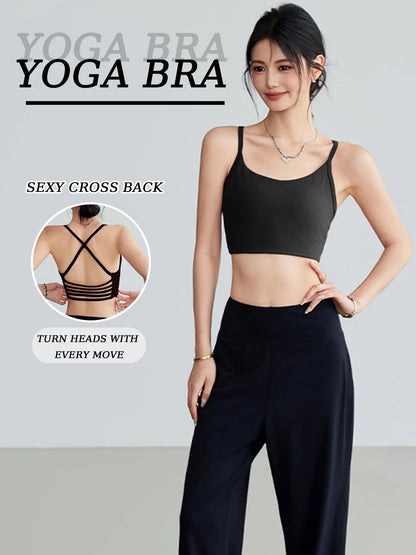 Thin Straps Sexy Racerback Sports Bra for Women - Yoga Running Fitness Gym Training Outdoor Top
