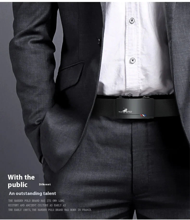 Oyifan Black Belt Men, Genuine Leather Dress Designer Belts for men, Fashion Slide Ratchet Click Casual Mens Belt for Jeans