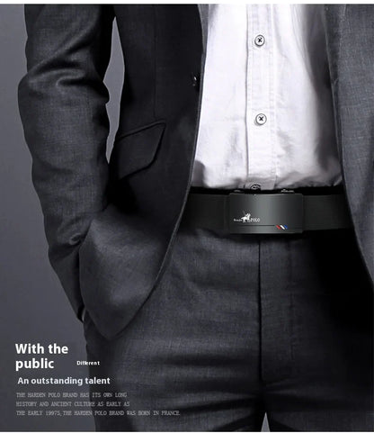 Oyifan Black Belt Men, Genuine Leather Dress Designer Belts for men, Fashion Slide Ratchet Click Casual Mens Belt for Jeans