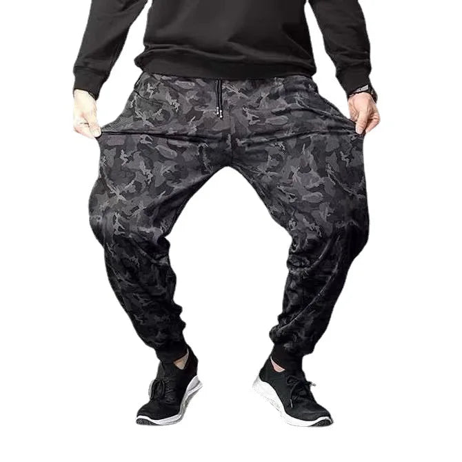 Casual Camouflage Workwear Pants for Men Elastic Waist Drawstring Pants Sports Outdoor Fashion Male Cargo Trouser Sweatpants