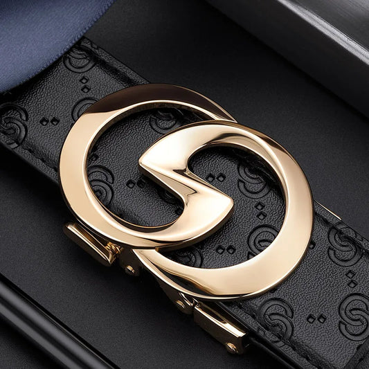 Men's high-end leather belt, automatic buckle belt, fashionable and versatile belt