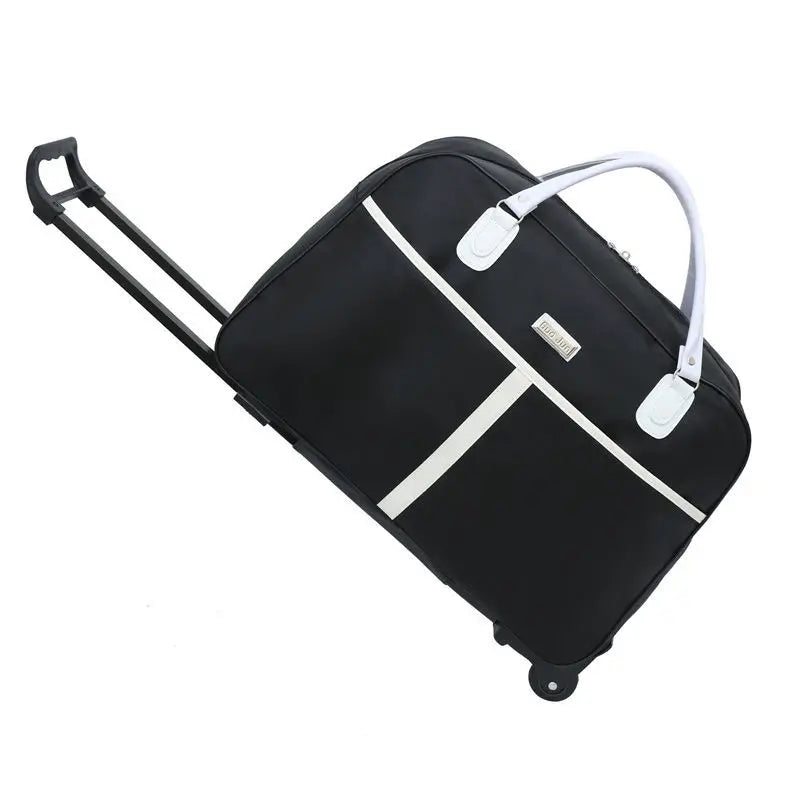 Large Capaci Travel Bag Women's Lightweight Pull Bag Portable ort Trip Hand Lage Bag with Wheels Faionable Ox Cloth