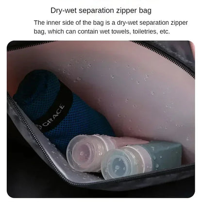Large capacity dry wet separation travel bag with shoe box, can be equipped with a suitcase, portable fitness yoga exercise bag