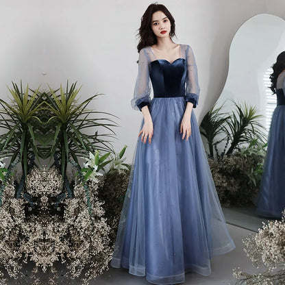 Velvet Evening Gown Long Sle Winter New Arrival Slimming Floor Length Women's Dr Cover up Par Banquet Celebration