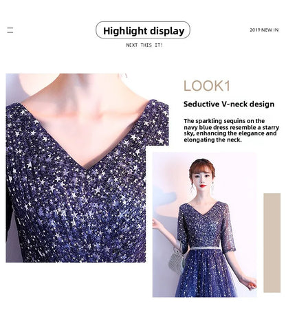 Starry  Evening Gown Women's Faionable Winter Performance Chorus Dr Fairy Aosphere Host Ele Sle New 2026