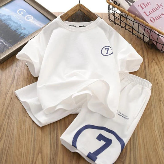 Summer Boys Sets for Children Sports Suits 4-14 Years Boys Tops T-Shirt +Short Pants 2pcs Sets Kids Outfit Teen-agers Sports Set