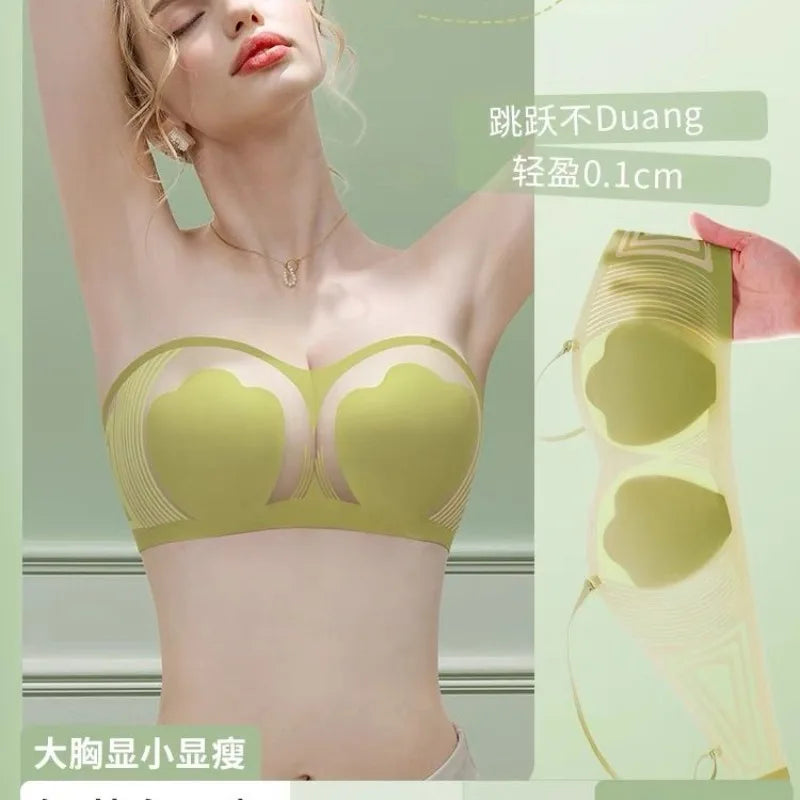 Strapless Minimizer Bra for Large Bust Ultra Thin Full Coverage Wire Free Push Up Anti-Slip Band Anti-Sag Side Support Seamless