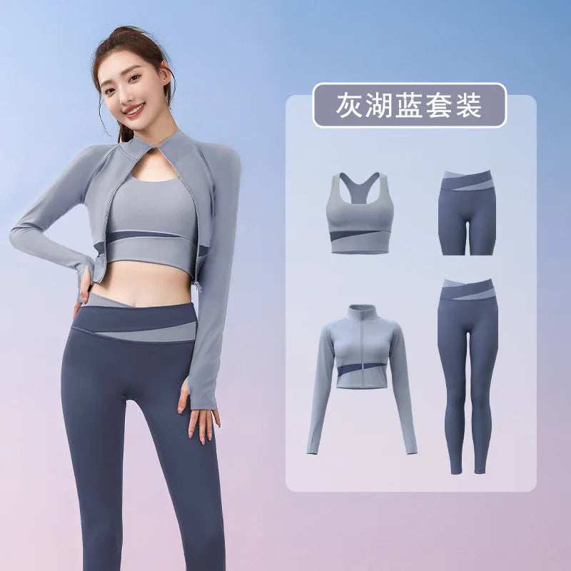 Autumn Workout Women Running Sportswear Sets Yoga Fitness Gym Bra Crop Top Seamless Leggings Tracksuits Clothing