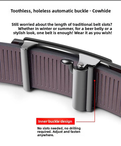 Paul Men's Leather Belt Fashionable Casual Automatic Buckle Waist Belt for Middle-aged And Young Men Business Style Belt
