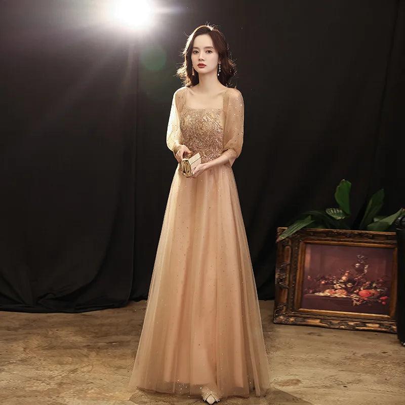 DSP Customise Elegant A Line Half Sleeves Prom Dresses 2025 Formal Evening Party Dress with Appliques Graduation Dresses Long