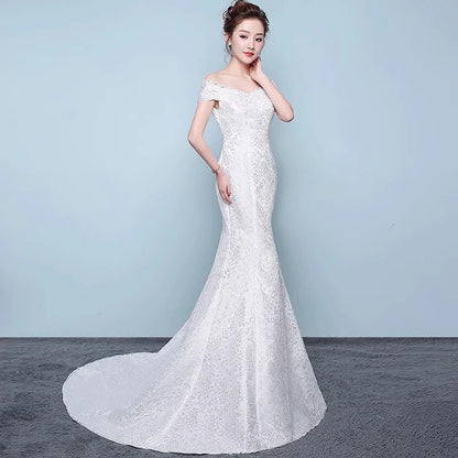 XXN-054B#Waist Cinching Fish Tail Dress 2025 New Palace Bride Slimming Wedding Dress With One Shoulder Cheap Wholesale China