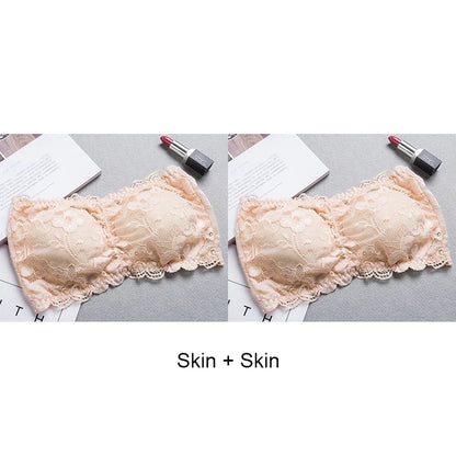 Tube Top Bra Fashion Tube Tops Woman Invisible Bra Push Up Women's Bandeau Top With Cups Lingeries Sexy Hot Tops for Summer Lace