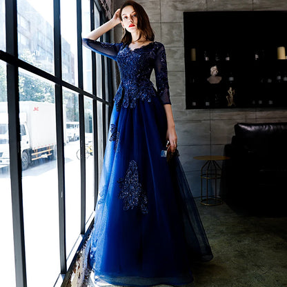 Ele Long Evening Gown Women's New Sle Par Performance Outfit Birthday Celebration Formal Ball Gown A-Line Skirt