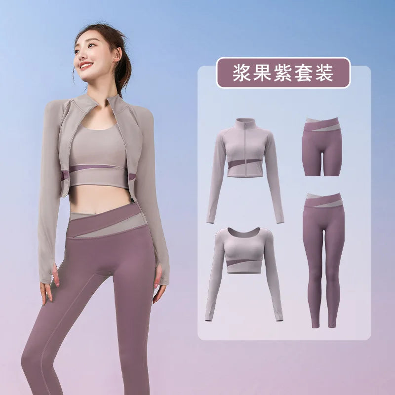 Autumn Workout Women Running Sportswear Sets Yoga Fitness Gym Bra Crop Top Seamless Leggings Tracksuits Clothing