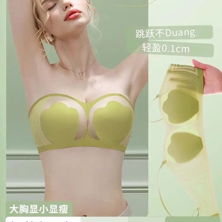 Strapless Minimizer Bra for Large Bust Ultra Thin Full Coverage Wire Free Push Up Anti-Slip Band Anti-Sag Side Support Seamless