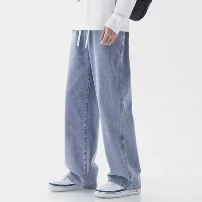 Spring Autumn Men Baggy Jeans Oversize Straight Loose Casual Denim Trousers Solid Color Streetwear Fashion Y2k Wide Leg Pants