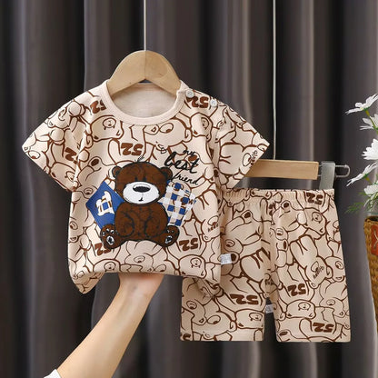 Summer Cartoon Boys Clothes Suit Set for Kids 1-4 Years Fashion Leisure Boy's Outfit 2025 Trendy Kids' Clothing