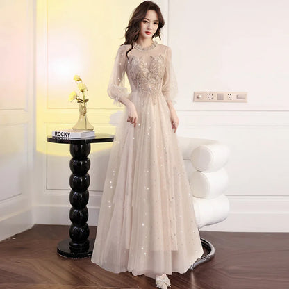 Elegant Evening Gown Mid-Length Graduation Dress O-neck Appliques Evening Dresses Simple Prom Vestidos Wedding Party Dresses