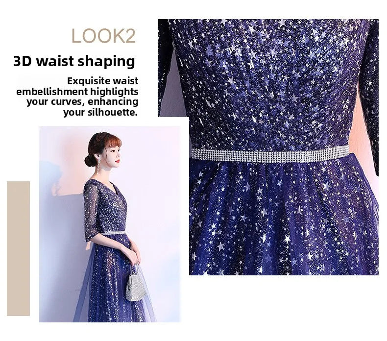 Starry  Evening Gown Women's Faionable Winter Performance Chorus Dr Fairy Aosphere Host Ele Sle New 2026