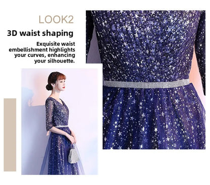 Starry  Evening Gown Women's Faionable Winter Performance Chorus Dr Fairy Aosphere Host Ele Sle New 2026