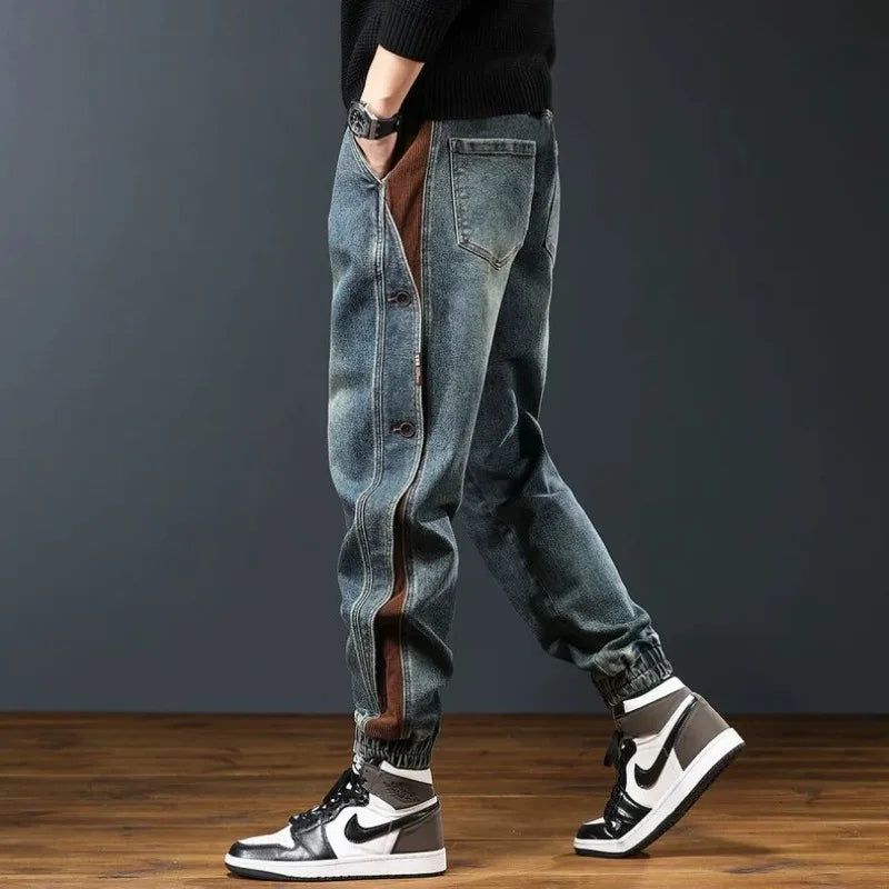 Men's clothing spring and autumn high quality fashion brand relaxed-fit casual overalls pants toe handsome all-match jeans