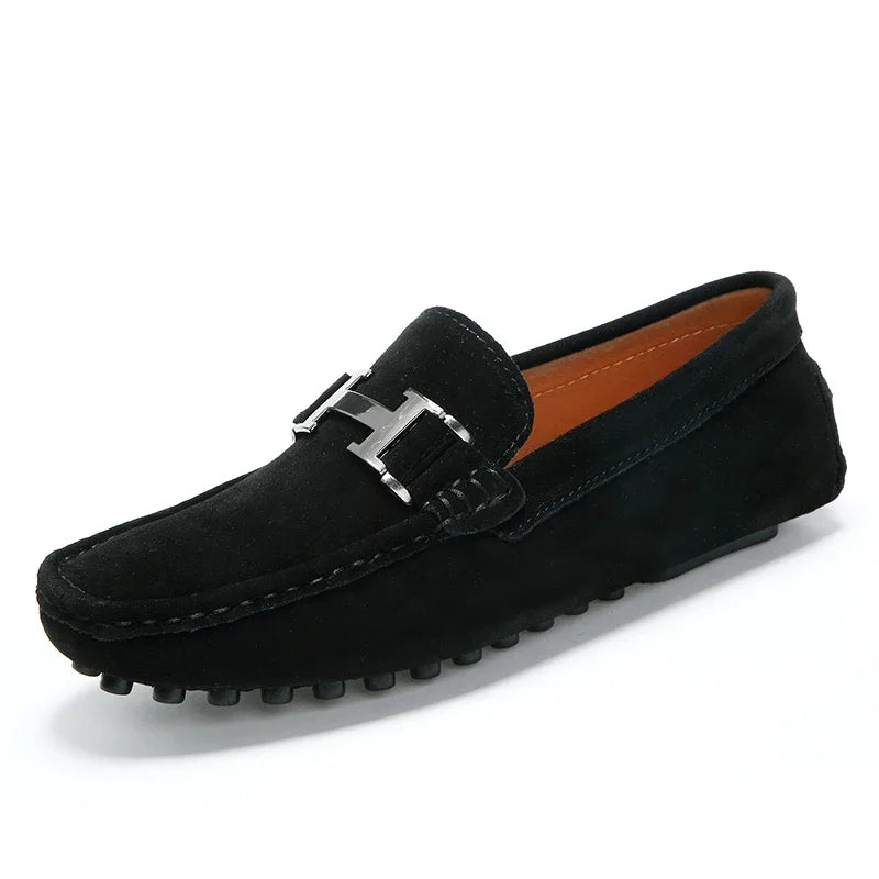 Classic Mens Loafers Male Summer Soft Shoes Fashion Men's Casual Leather Shoe Suede Casual Flats Breathable Hand-stitching Shoes