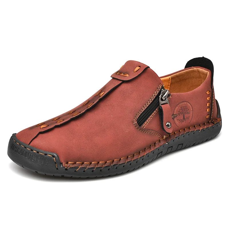 100% Cowhide Men'S Large Size 48 Hand-Sewn Casual Fashionable Leather Shoes, Loafers, Breathable Walking Casual Men'S Shoes