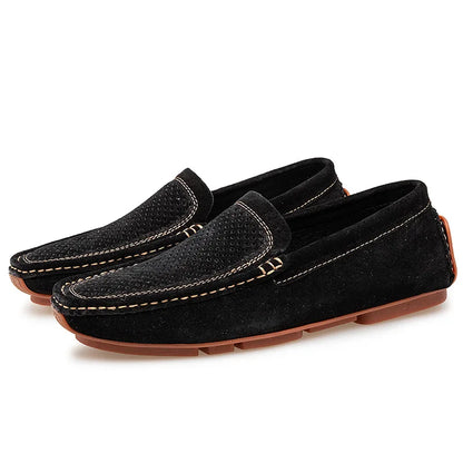 New Men's Casual Leather Matte Bean Shoes Fashionable Comfortable Breathable Men's Driving Shoes Loafers