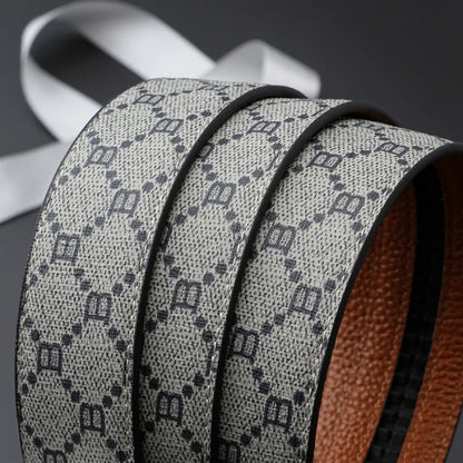 New Big "V" Automatic Buckle Men Belt, Fashionable Letter Buckle Waist Belt, Business Casual Leather Belt,Genuine Suit Belt