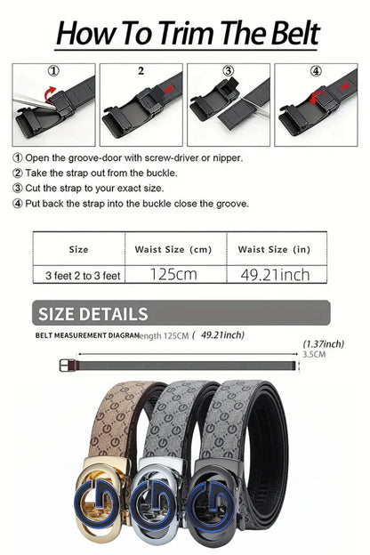 New Big "G" Automatic Buckle Men Belt, Fashionable Letter Buckle Waist Belt, Business Casual Leather Belt,Genuine Suit Belt