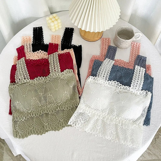 Anti Glare Woman Sexy Off Shoulder Bustier Tops Protecting Breasts Non-slip Underwear Bud Silk Sexy Summer Basic Shirts Girl