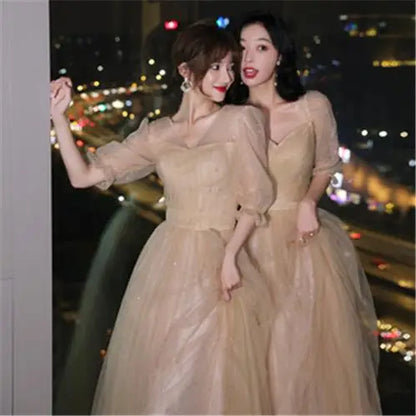 Spring 2024 Maids of  Dr Ele een Fairy T Wedding Banquet Long Skirt Women's Friend Maids of  Outfit