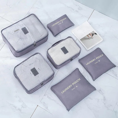 6-Piece Set Oxford Travel Storage Bags, Waterproof Organizer for Clothes, Underwear, Shoes, Portable Luggage Packing Kit