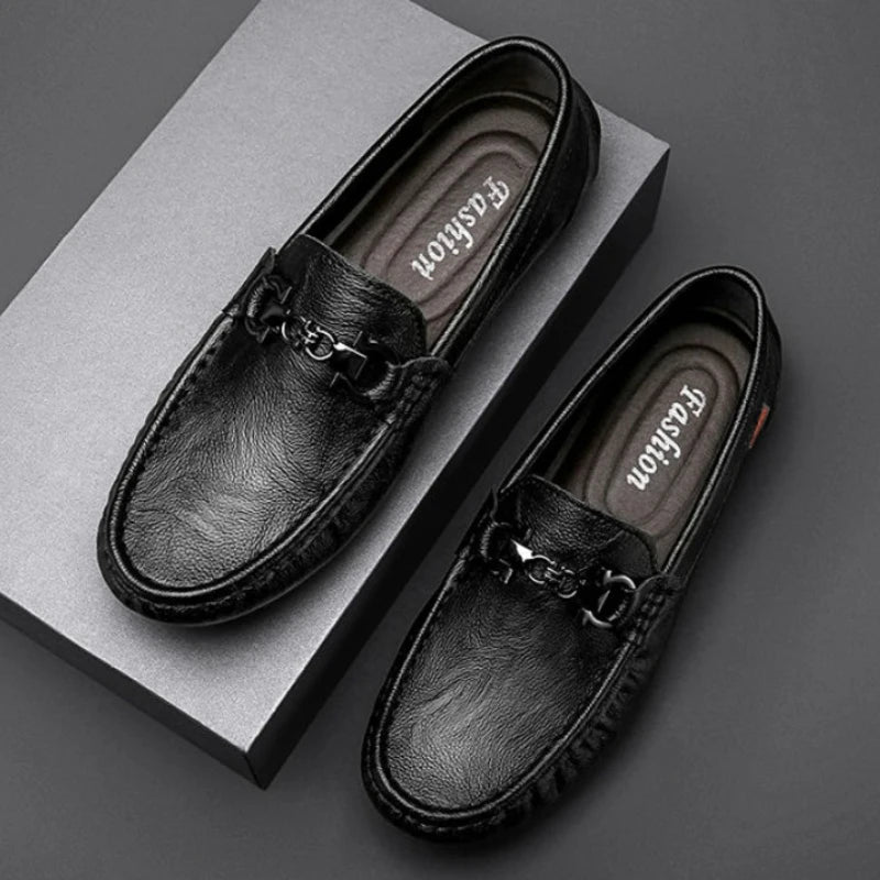 Moccasin Loafers Man Casual Shoe Square Toe Flat Leather Shoes For Men Soft Velvet Fashion 2025 2025 New Arrivals Cowhide