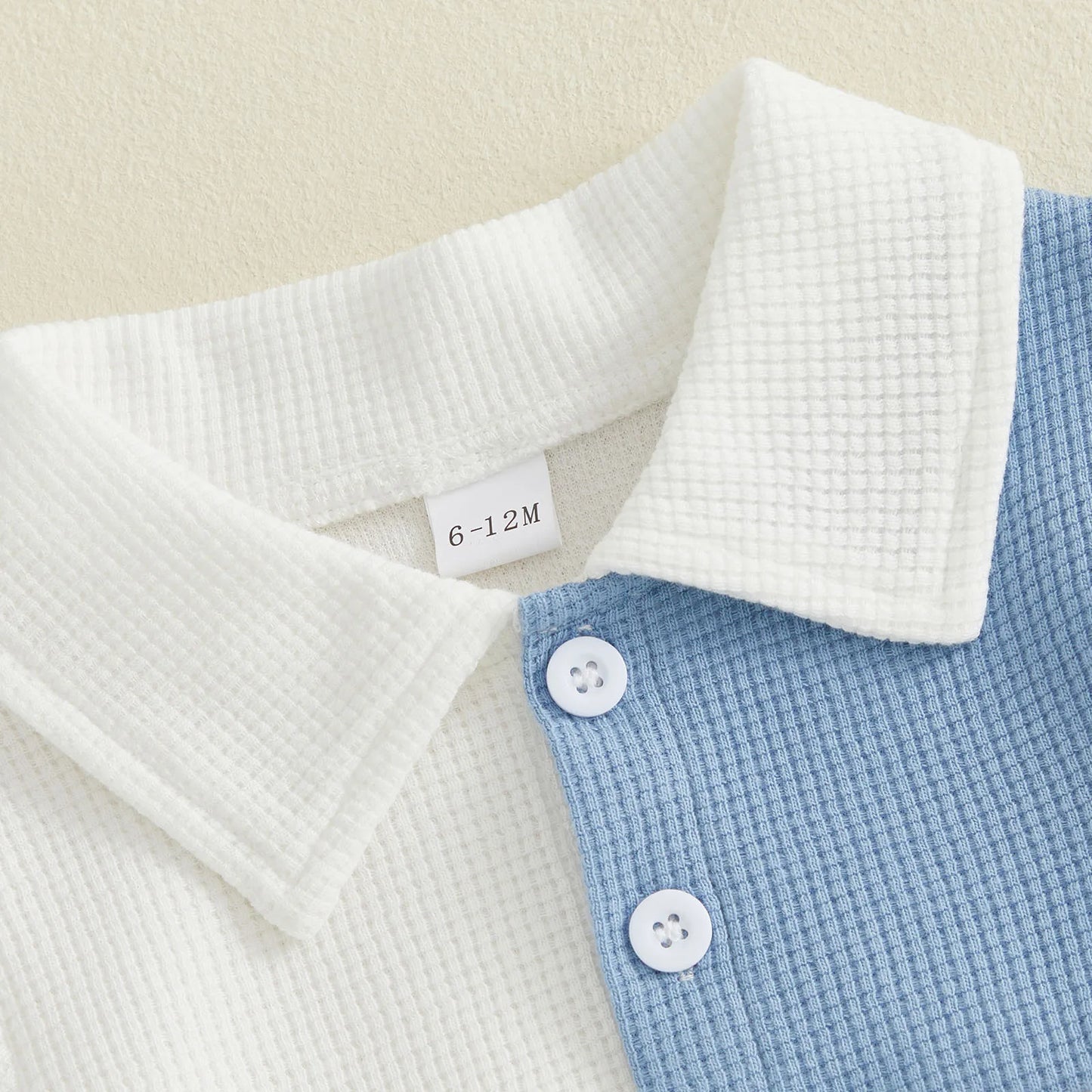 Toddler Baby Boy Summer Outfit Contrast Short Sleeve Collared Shirts Cargo Shorts 2 Piece Boys Waffle Clothing Set