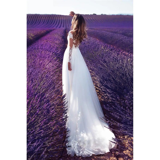 Women's Long Sved Lace Wedding Dr Bridesmaid Dr Ele Floor-Length Gown for Wedding Parties And Special Ocns