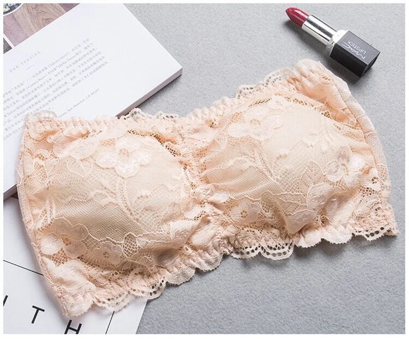 Tube Top Bra Fashion Tube Tops Woman Invisible Bra Push Up Women's Bandeau Top With Cups Lingeries Sexy Hot Tops for Summer Lace