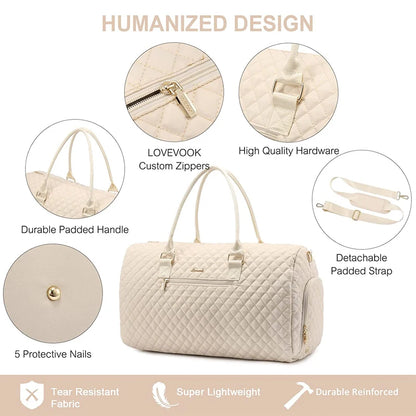 Weekender Overnight Bag Large Travel Duffle Bag for Women Yoga Sports Gym Bag with Shoe Compartment Crossbody Carry-on Bag