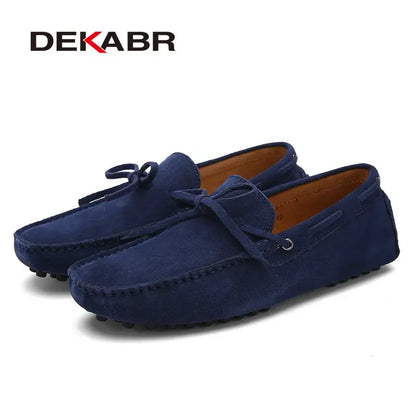DEKABR Casual Men Genuine Leather Shoes Summer Breathable Green Men's Loafers Leather Shoes Sapato Masculino Zapatos Hombre