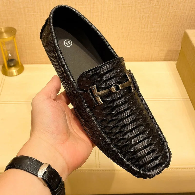 Handmade Business Loafers Classic Leather Casual Shoes Breathable Men Driving Shoes Fashion Moccasins Leisure Walk Slip on Flats