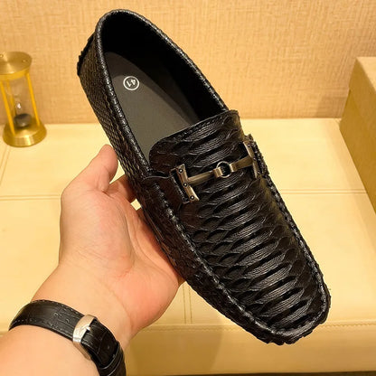 Handmade Business Loafers Classic Leather Casual Shoes Breathable Men Driving Shoes Fashion Moccasins Leisure Walk Slip on Flats